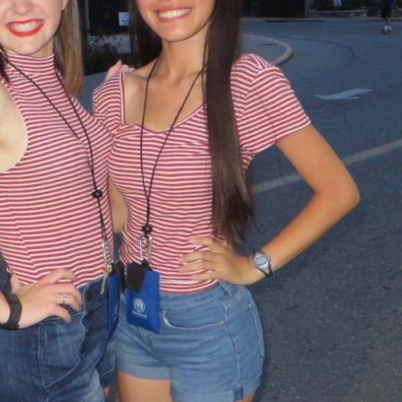 EXPRESS red & white striped crop top - Picture 2 of 3